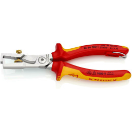 Кліщі для видалення ізоляції, з функцією різання кабелю VDE StriX KNIPEX 13 66 180 T BK, зі страхувальним кріпленням, хромовані