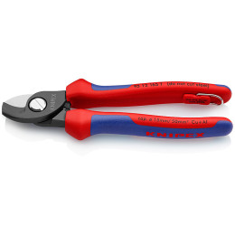 Ножиці для різання кабелів, Ø15 мм / 50 мм2, 165 мм KNIPEX 95 12 165 T BK, з страховкою фосфатовані