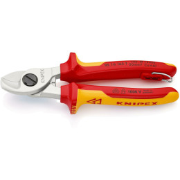 Ножиці для різання кабелів, Ø15 мм / 50 мм2, 165 мм VDE KNIPEX 95 16 16 165 T, з страховкою, хромовані