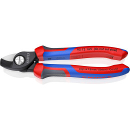 Ножиці для різання кабелів, Ø15 мм / 50 мм2, 165 мм KNIPEX 95 12 165 SB, фосфатовані