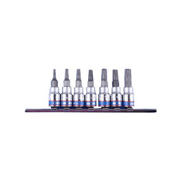 Набір біт Torx 1/4" з отвором 7 одиниць в тримачі (на планке)