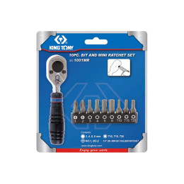 Набір вставок (біт) з тріскачкою 1/4", TORX, HEX, PH, 10 предметів
