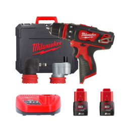 Дриль-шуруповерт акумуляторний MILWAUKEE, M12 BDDXKIT-202C, 32Нм (зарядний пристрій С12 С, 2 акумулятори М12 В2 2Аг, 3 насадки,