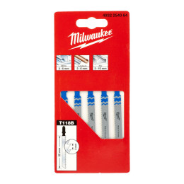 Полотна для лобзиків T118B MILWAUKEE, 55х2,0мм, (5шт), (універсальні)