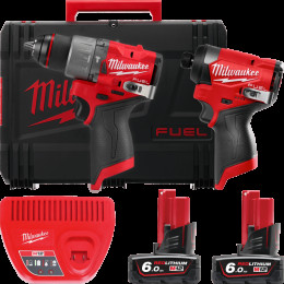 Набір з 2х інструментів безщіткових акумуляторних MILWAUKEE M12 FPP2A2-602X (дриль-шуруповерт з ударом M12 FUEL FPD2-0, гвинтове