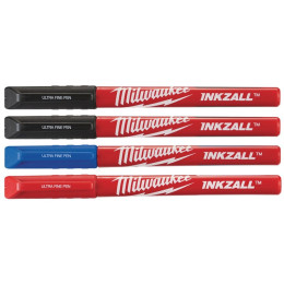 Набір маркерів INKZALL Fine Tip MILWAUKEE, супертонких (синій/ червоний/ чорний/ чорний), (4шт)