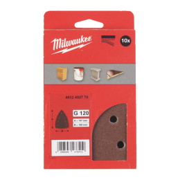 Папір шліфувальний дельтавидний MILWAUKEE, 100х147мм HL, зерно 120 (10шт)