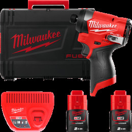 Шуруповерт ударний акумуляторний безщітковий 1/4'' HEX MILWAUKEE, M12 FID2-202Х, 170Нм (зарядний пристрій С12 С, 2 акумулятори М