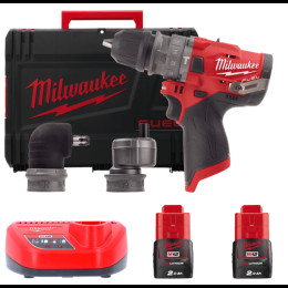 Дриль-шурупокрут з ударом акумуляторний безщітковий MILWAUKEE, M12 FPDXKIT-202X, 37Нм (зарядний пристрій С12 С, 2 акумулятори М1