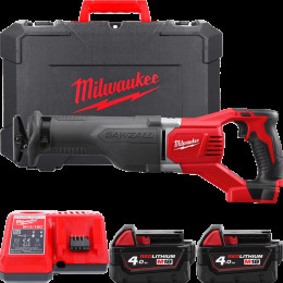 Пила шабельна акумуляторна MILWAUKEE, M18 BSX-402C (зарядний пристрій М12-18 С, 2 акумулятори М18 В4 4Аг, полотно, кейс)