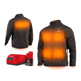 Куртка з підігрівом MILWAUKEE, M12 HJBL5-0(XL), чорна (розмір XL) (+зар.пр., 1 акум.Х 2Аг)