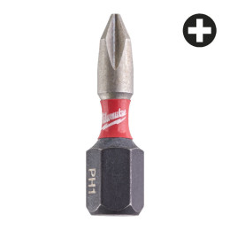 Біта SHOCKWAVE MILWAUKEE, PH1, 25мм, (2шт)