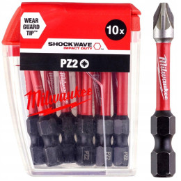 Біта SHOCKWAVE MILWAUKEE, PZ2, 50мм, (10шт), пластикова коробка