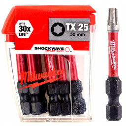Біта SHOCKWAVE MILWAUKEE, TX25, 50мм, (10шт), пластикова коробка