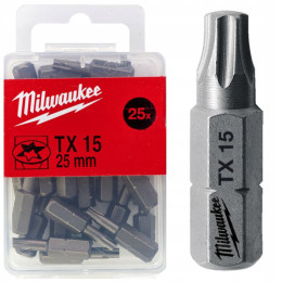 Біта MILWAUKEE, TX15, 25мм, (25шт), пластикова коробка