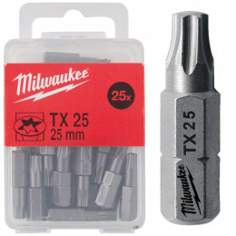 Біта MILWAUKEE, TX25, 25мм, (25шт), пластикова коробка