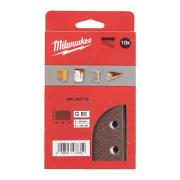 Папір шліфувальний MILWAUKEE, 80x133мм HL, зерно 80, (10шт)