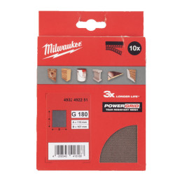 Сітка шліфувальна PG Mesh HL MILWAUKEE, 115х107мм, зерно 180, (10шт)