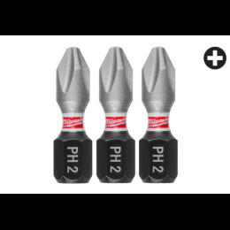 Біта SHOCKWAVE MILWAUKEE, PH2, 25мм, (3шт)