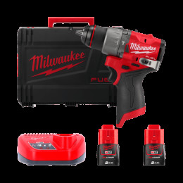 Дриль-шуруповерт з ударом акумуляторний безщітковий MILWAUKEE, M12 FPD2-202X, 37Нм (зарядний пристрій С12 С, 2 акумулятори М12 В