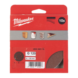 Папір шліфувальний MILWAUKEE діаметр 125/8 HL, зерно 120, (10шт)