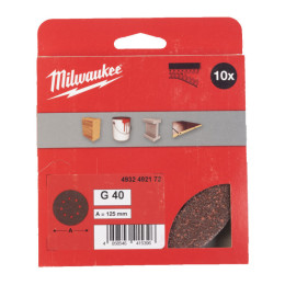 Папір шліфувальний MILWAUKEE діаметр 125/8 HL, зерно 40, (10шт)