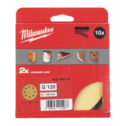 Папір шліфувальний HP MILWAUKEE діаметр 125/8 HL, зерно 120, (10шт)
