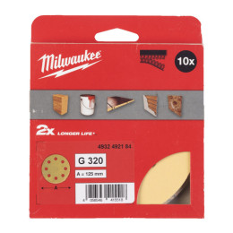 Папір шліфувальний HP MILWAUKEE діаметр 125/8 HL, зерно 320, (10шт)