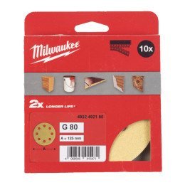 Папір шліфувальний HP MILWAUKEE діаметр 125/8 HL, зерно 80, (10шт)