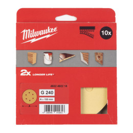 Папір шліфувальний HP MILWAUKEE діаметр 150мм/6 HL, зерно 240, (10шт)