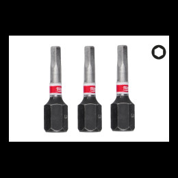 Біта SHOCKWAVE MILWAUKEE, Hex3, 25мм, (3шт)