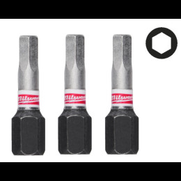 Біта SHOCKWAVE MILWAUKEE, Hex4, 25мм, (3шт)