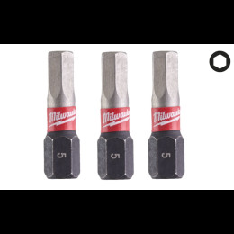 Біта SHOCKWAVE MILWAUKEE, Hex5,0, 25мм, (3шт)