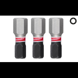Біта SHOCKWAVE MILWAUKEE, Hex8, 25мм, (3шт)