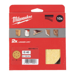 Папір шліфувальний HP MILWAUKEE діаметр 150мм/6 HL, зерно 40, (10шт)