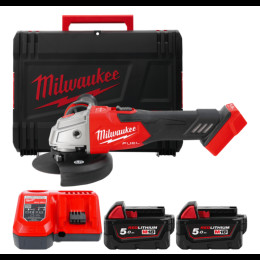 Шліфмашина кутова - болгарка акумуляторна безщіткова MILWAUKEE, M18 FSAG125XB-502X, 1200Вт, діаметр 125мм (зарядний пристрій M12