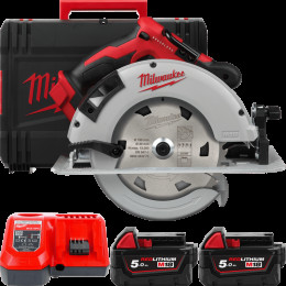 Пила дискова ручна аккумуляторна MILWAUKEE, M18 BLCS66-502X, діаметр 165мм (зарядний пристрій M12-18 FC, 2 акумулятори M18 B5 5А