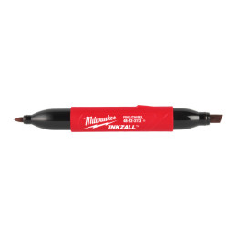 Маркер для будмайданчика INKZALL Double Tip MILWAUKEE, тонкий/скошений, чорний (48223115)