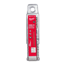 Свердло по металу HSS-Co MILWAUKEE DIN338, діаметр 3,3х67х37мм, (10шт), пластикова коробка