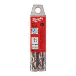 Свердло по металу HSS-G MILWAUKEE DIN1897, діаметр 8,0х79х37мм, скорочене, (5шт), пластикова коробка
