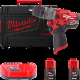 Дриль-шурупокрут з ударом акумуляторний безщітковий MILWAUKEE, M12 FPDX-202X, 37Нм (зарядний пристрій С12 С, 2 акумулятори М12 В