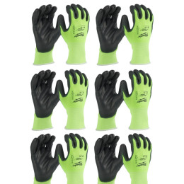 Рукавиці робочі сигнальні Hi-Vis MILWAUKEE, з опором порізам 3/C рівня, розмір 11/XXL, (12 пар)
