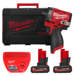 Гайковерт аккумуляторный бесщеточный 3/8'' MILWAUKEE, M12 FCIWF38G3-502X, 745Нм, с кольцом