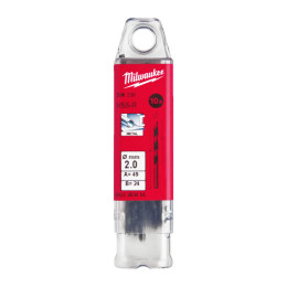 Свердло по металу HSS-R MILWAUKEE DIN338, діаметр 2,0х49х24мм, (10шт), пластикова коробка