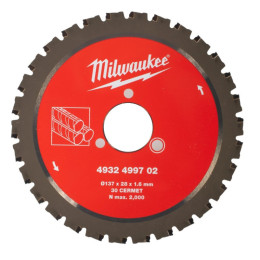 Диск пиляльний по металу MILWAUKEE для різака арматури діаметр 137x28x1,6мм, 30зуб