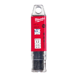 Свердло по металу HSS-R MILWAUKEE DIN338, діаметр 3,2х65х36мм, (10шт), пластикова коробка
