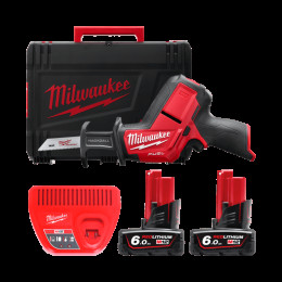 Пила шабельна акумуляторна безщіткова MILWAUKEE, M12 CHZ-602C (зарядний пристрій С12 С, 2 акумулятори М12 В6 6Аг, полотно, HDкей