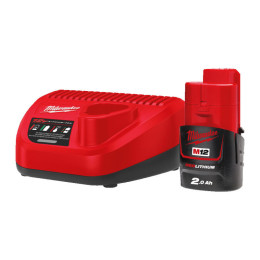 Енергокомплект Li-Ion MILWAUKEE, M12 NRG-201 (арт.4931440027 акумулятор М12 В2 2Аг, арт. 4931404642 зарядний.пристрій С12 С, кар
