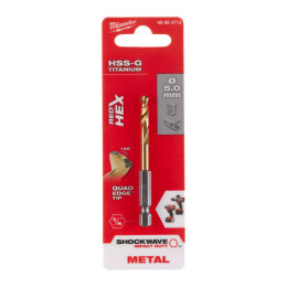 Свердло по металу RedHEX SHOCKWAVE HSS-TiN MILWAUKEE, діаметр 5,0х80х31мм