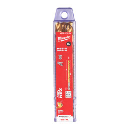 Свердло по металу RedHEX SHOCKWAVE HSS-TiN MILWAUKEE, діаметр 10,0х120х76мм, (5шт), пластикова коробка